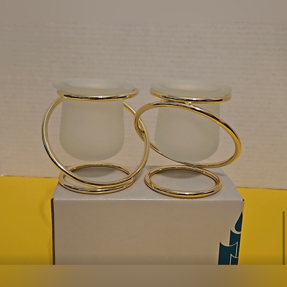 Hostess Pick 🥳💥 New with Tags Vintage PartyLite Gold and White Candle Holders - Picture 2 of 5